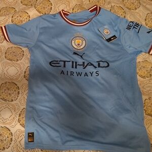 Puma Light Blue Soccer Tee with Maroon Accents